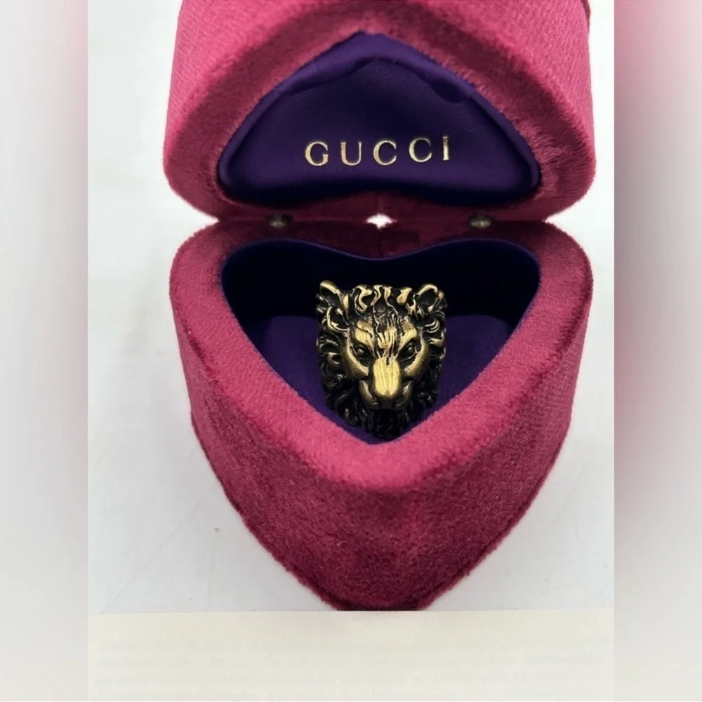 Women’s Gucci Lionhead, motif sterling silver ring size 8–8.5 made Italy